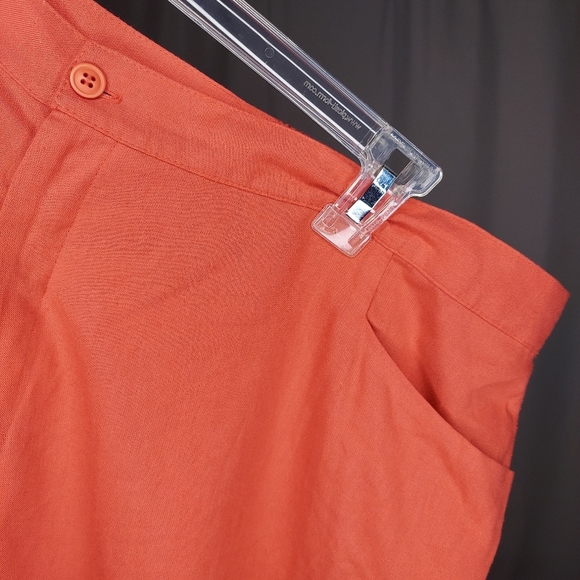 Ulla Polken Linen Blend Pants 24/26 Salmon Pink Relaxed Fit Straight Leg Pocket - Picture 4 of 10
